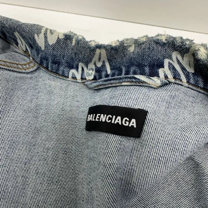 Balenciaga Balenciaga Blue Logo Print Denim Jacket Size US L / EU 52-54 / 3 - 6 Thumbnail