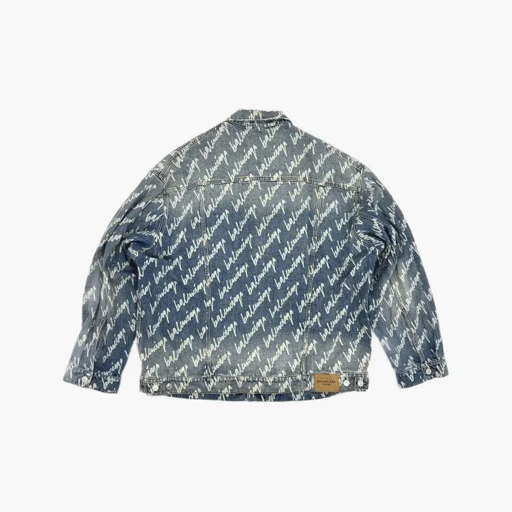 Balenciaga Balenciaga Blue Logo Print Denim Jacket Size US L / EU 52-54 / 3 - 3 Thumbnail