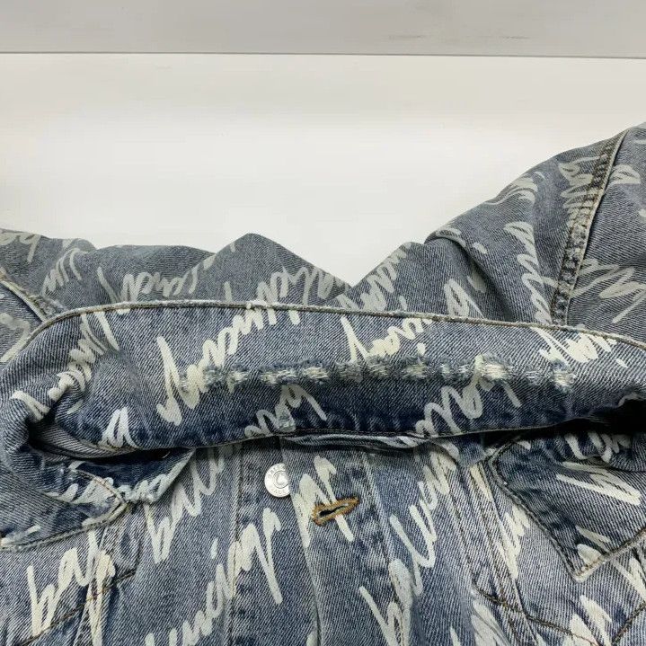 Balenciaga Balenciaga Blue Logo Print Denim Jacket Size US L / EU 52-54 / 3 - 7 Thumbnail