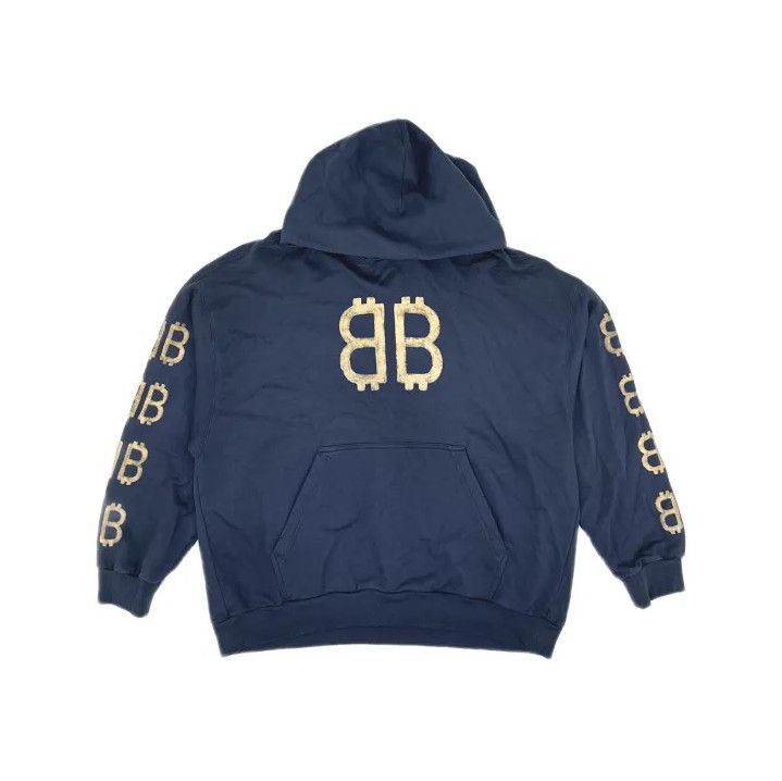 Balenciaga Balenciaga Logo Print Hooded Sweatshirt in Navy Size US L / EU 52-54 / 3 - 2 Thumbnail