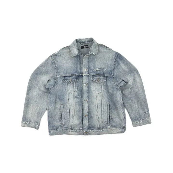 Balenciaga Balenciaga Logo Distressed Denim Jacket for All Gender Size US S / EU 44-46 / 1 - 2 Thumbnail