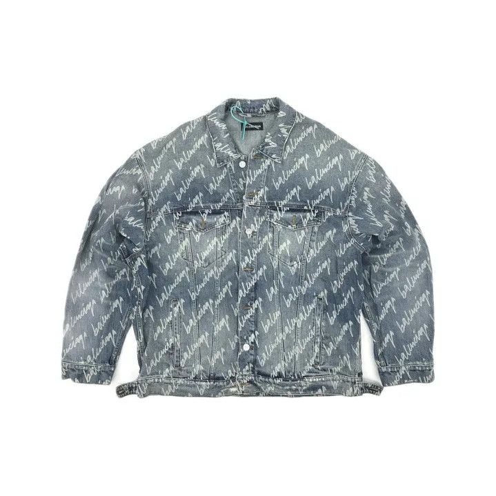 Balenciaga Balenciaga Logo Print Vintage Denim Jacket for Men Size US M / EU 48-50 / 2 - 2 Thumbnail
