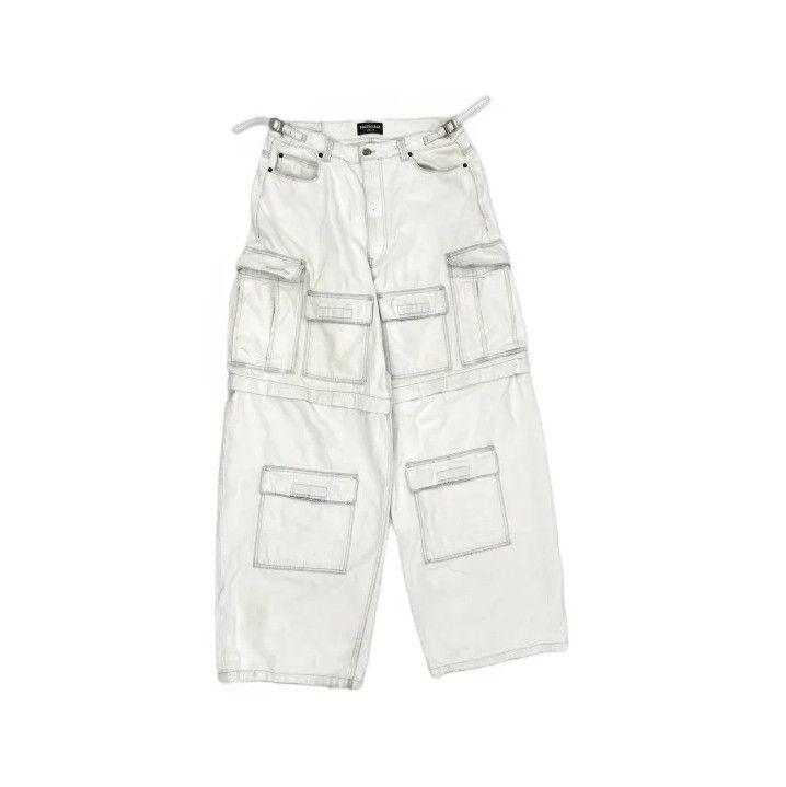 Balenciaga Balenciaga White Wide-Leg Cargo Jeans for Men Size US 34 / EU 50 - 2 Thumbnail