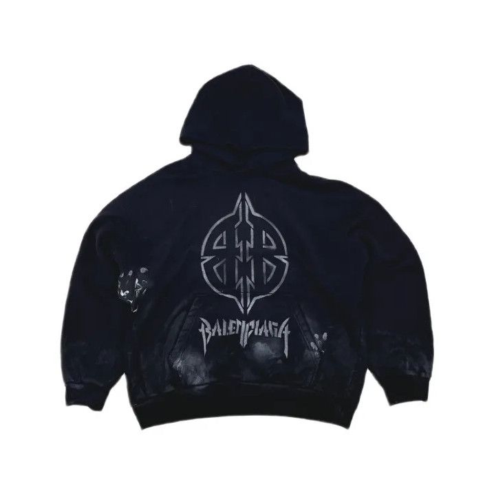 Balenciaga Balenciaga Graphic Print Black Pullover Hoodie Size US L / EU 52-54 / 3 - 2 Thumbnail