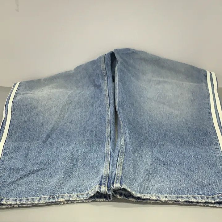 Balenciaga Balenciaga x Adidas Striped Loose Denim Pants Size US 27 - 8 Thumbnail