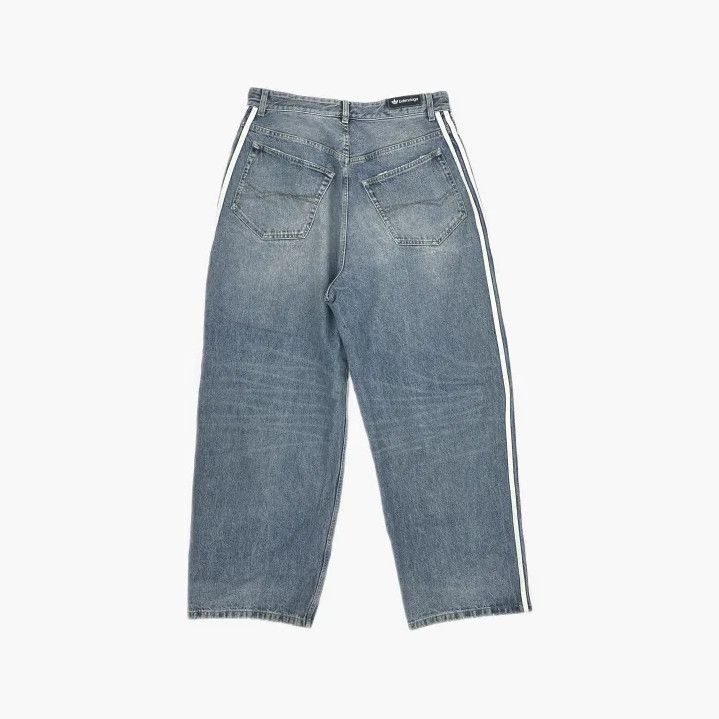 Balenciaga Balenciaga x Adidas Striped Loose Denim Pants Size US 27 - 3 Thumbnail