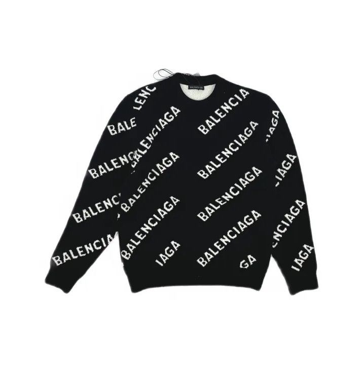 Balenciaga Balenciaga Black Logo Knit Sweater for Men Size US S / EU 44-46 / 1 - 2 Thumbnail