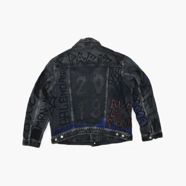 Balenciaga Balenciaga Black Graffiti Denim Jacket Size US L / EU 52-54 / 3 - 3 Thumbnail