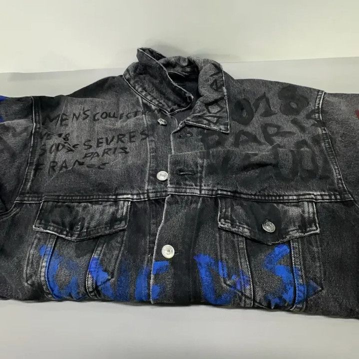 Balenciaga Balenciaga Black Graffiti Denim Jacket Size US L / EU 52-54 / 3 - 9 Thumbnail
