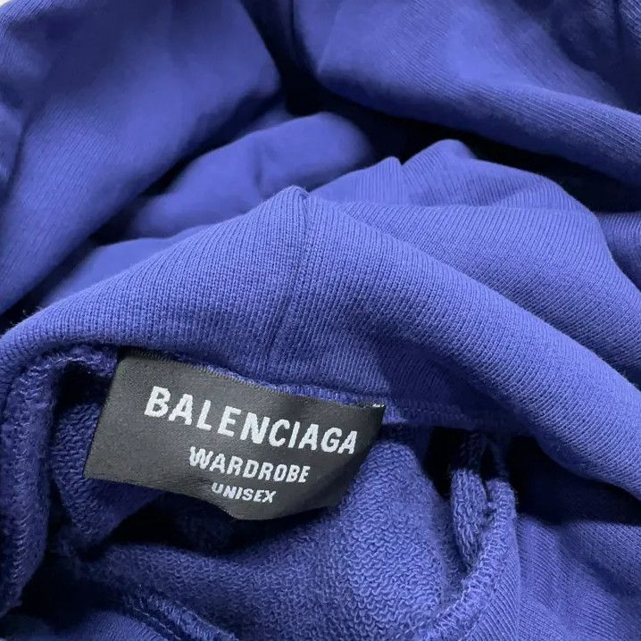 Balenciaga Balenciaga Blue Hooded Long Sleeve Sweatshirt Size US M / EU 48-50 / 2 - 7 Thumbnail
