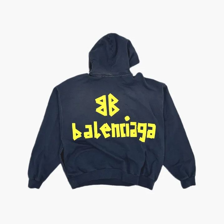 Balenciaga Balenciaga SS24 Logo Hoodie in Deep Blue Size US XS / EU 42 / 0 - 3 Thumbnail