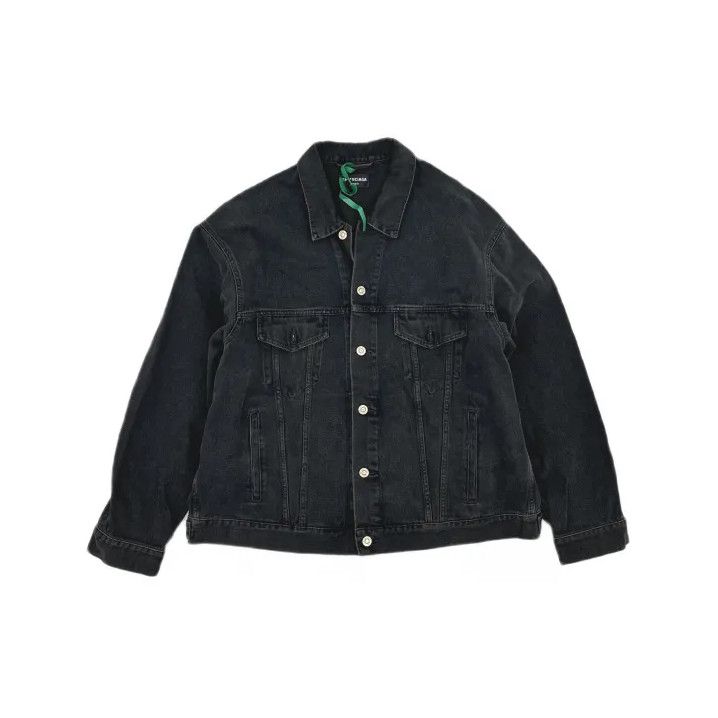 Balenciaga Balenciaga Black Spray Logo Denim Jacket Size US S / EU 44-46 / 1 - 2 Thumbnail