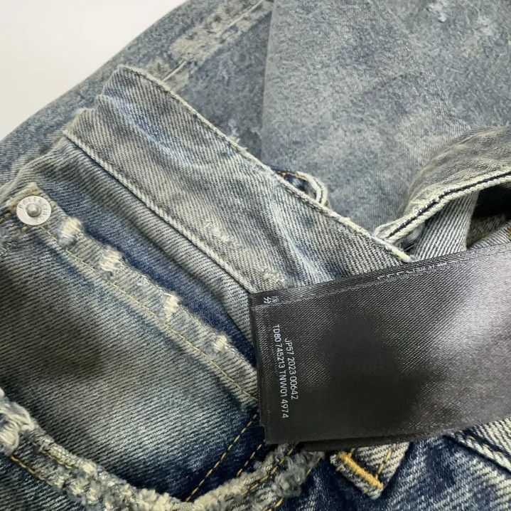 Balenciaga Balenciaga Distressed Blue Wide-Leg Jeans for All Size US 26 / EU 42 - 4 Thumbnail