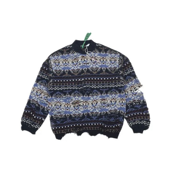 Balenciaga Balenciaga Distressed Blue Long Sleeve Sweater Size US S / EU 44-46 / 1 - 2 Thumbnail