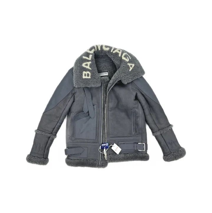 Balenciaga Balenciaga Gray Leather Zip-Collar Jacket Size US S / EU 44-46 / 1 - 2 Thumbnail
