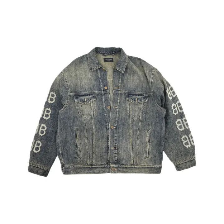 Balenciaga Balenciaga Indigo Denim Jacket with Logo Print Size US S / EU 44-46 / 1 - 2 Thumbnail