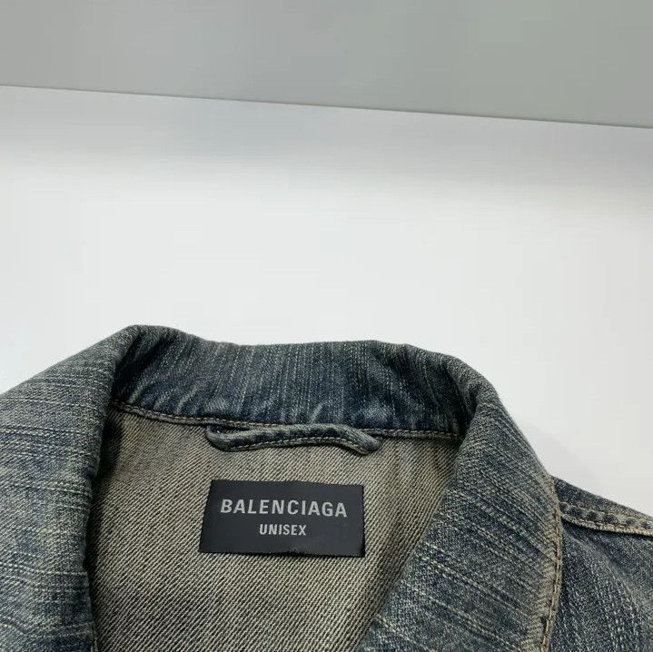 Balenciaga Balenciaga Indigo Denim Jacket with Logo Print Size US S / EU 44-46 / 1 - 4 Thumbnail