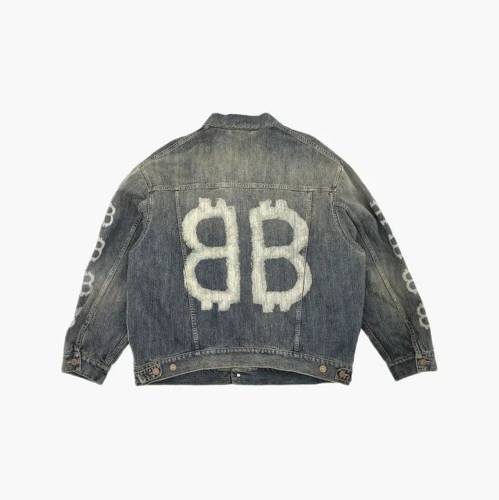 Balenciaga Balenciaga Indigo Denim Jacket with Logo Print Size US S / EU 44-46 / 1 - 3 Thumbnail