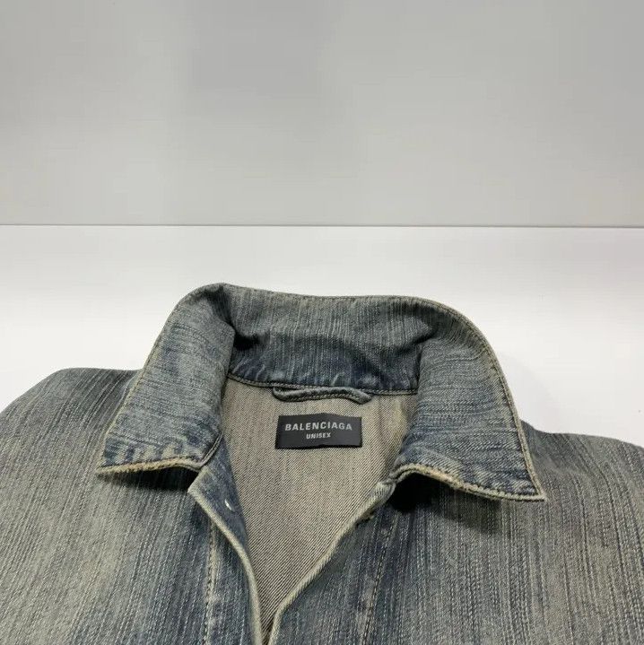 Balenciaga Balenciaga Indigo Denim Jacket with Logo Print Size US S / EU 44-46 / 1 - 7 Thumbnail