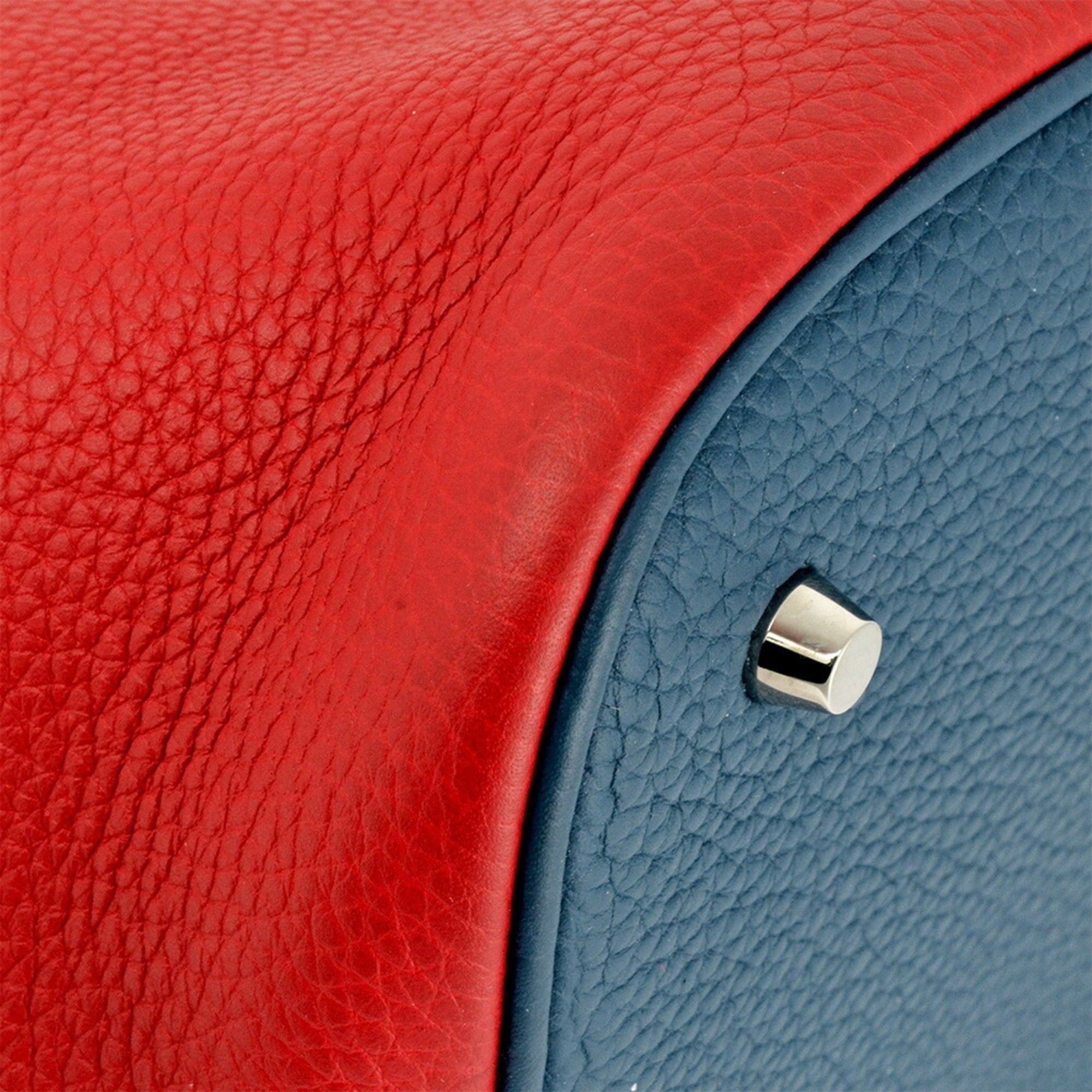 Hermes Hermes Hermès Picotin Lock GM Rouge Cazac Blue Thalassa Two-Tone Handbag in Taurillon Clemence Leather with P Stamp Size ONE SIZE - 6 Thumbnail