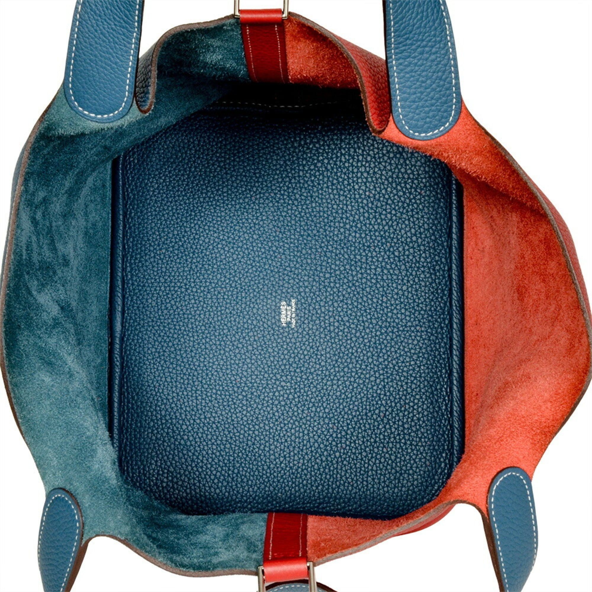 Hermes Hermes Hermès Picotin Lock GM Rouge Cazac Blue Thalassa Two-Tone Handbag in Taurillon Clemence Leather with P Stamp Size ONE SIZE - 7 Thumbnail