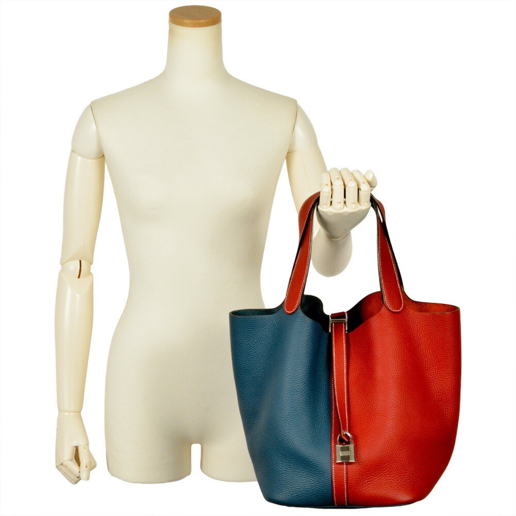 Hermes Hermes Hermès Picotin Lock GM Rouge Cazac Blue Thalassa Two-Tone Handbag in Taurillon Clemence Leather with P Stamp Size ONE SIZE - 9 Thumbnail