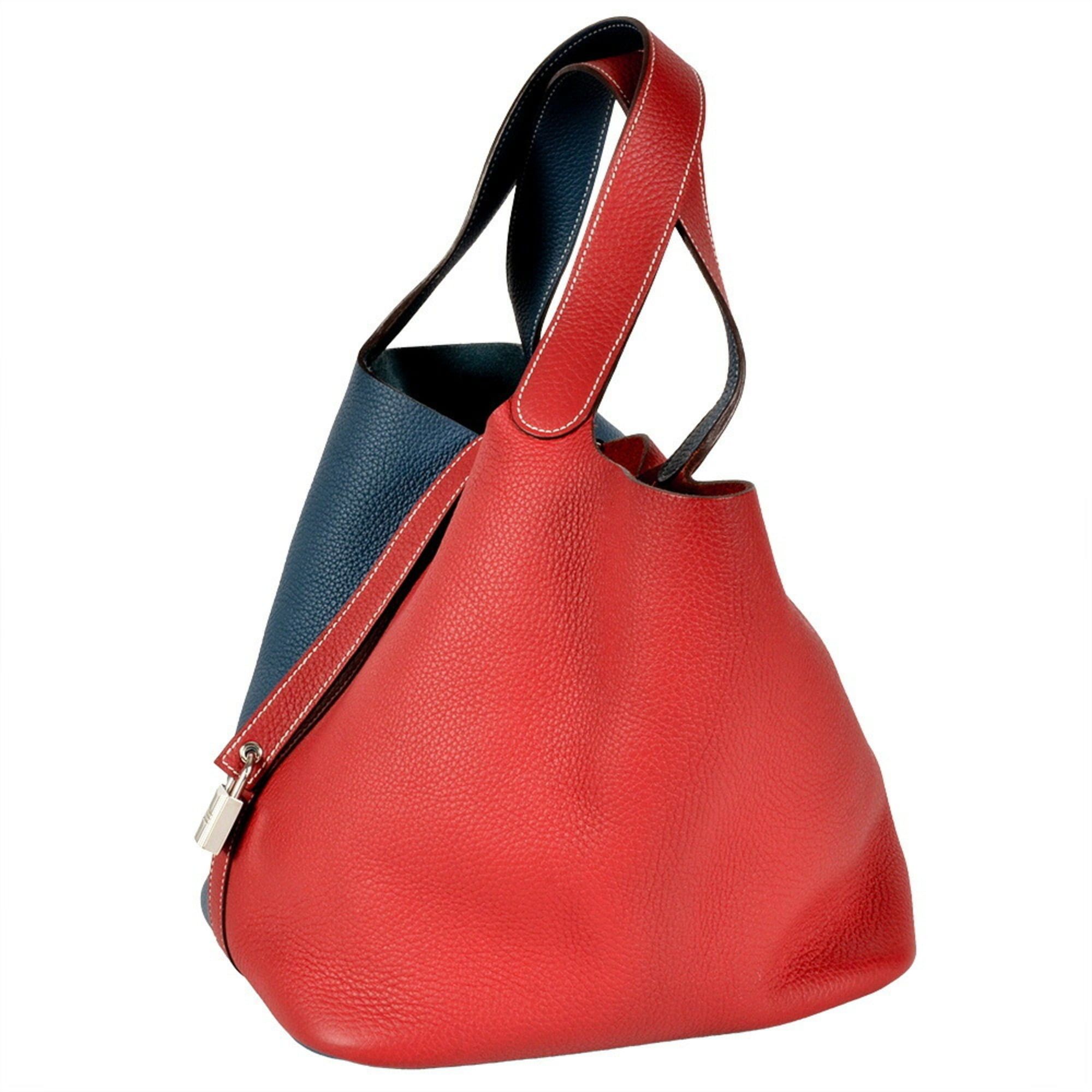Hermes Hermes Hermès Picotin Lock GM Rouge Cazac Blue Thalassa Two-Tone Handbag in Taurillon Clemence Leather with P Stamp Size ONE SIZE - 3 Thumbnail