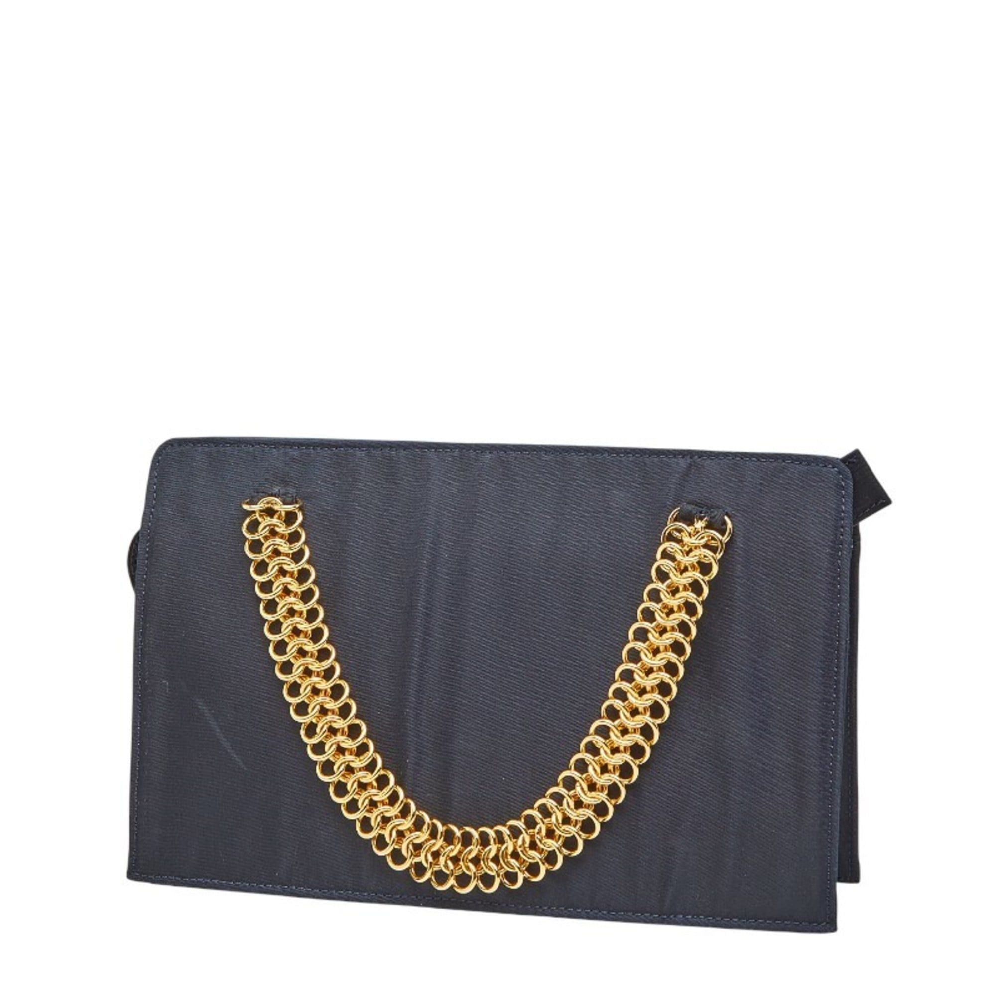 Prada Prada Triangle Logo Plate Chain Handbag in Navy Tessuto Nylon for Women Size ONE SIZE - 2 Thumbnail