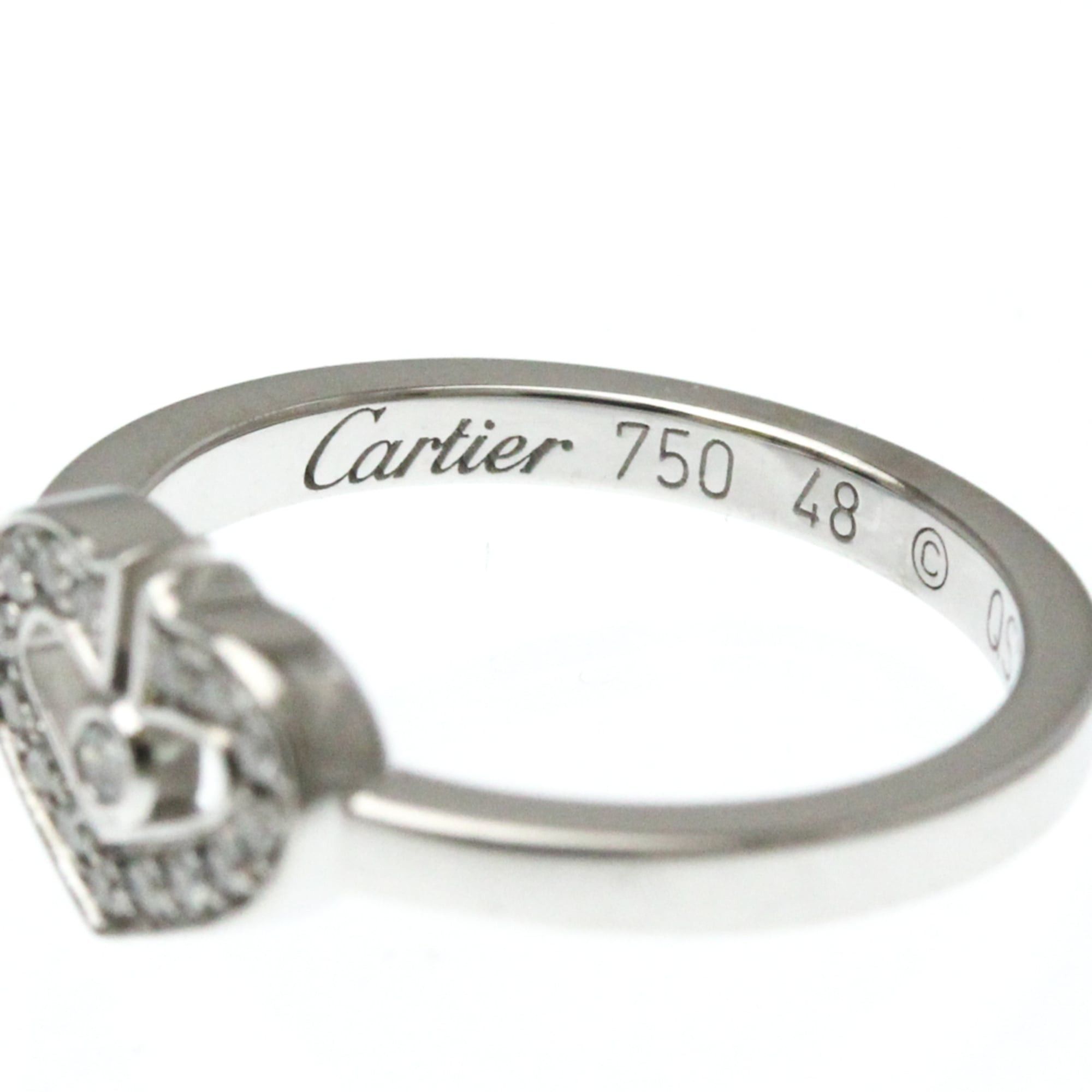 Cartier Cartier C Heart Ring White Gold (18K) Fashion Diamond Band Ring Silver Size ONE SIZE - 5 Thumbnail