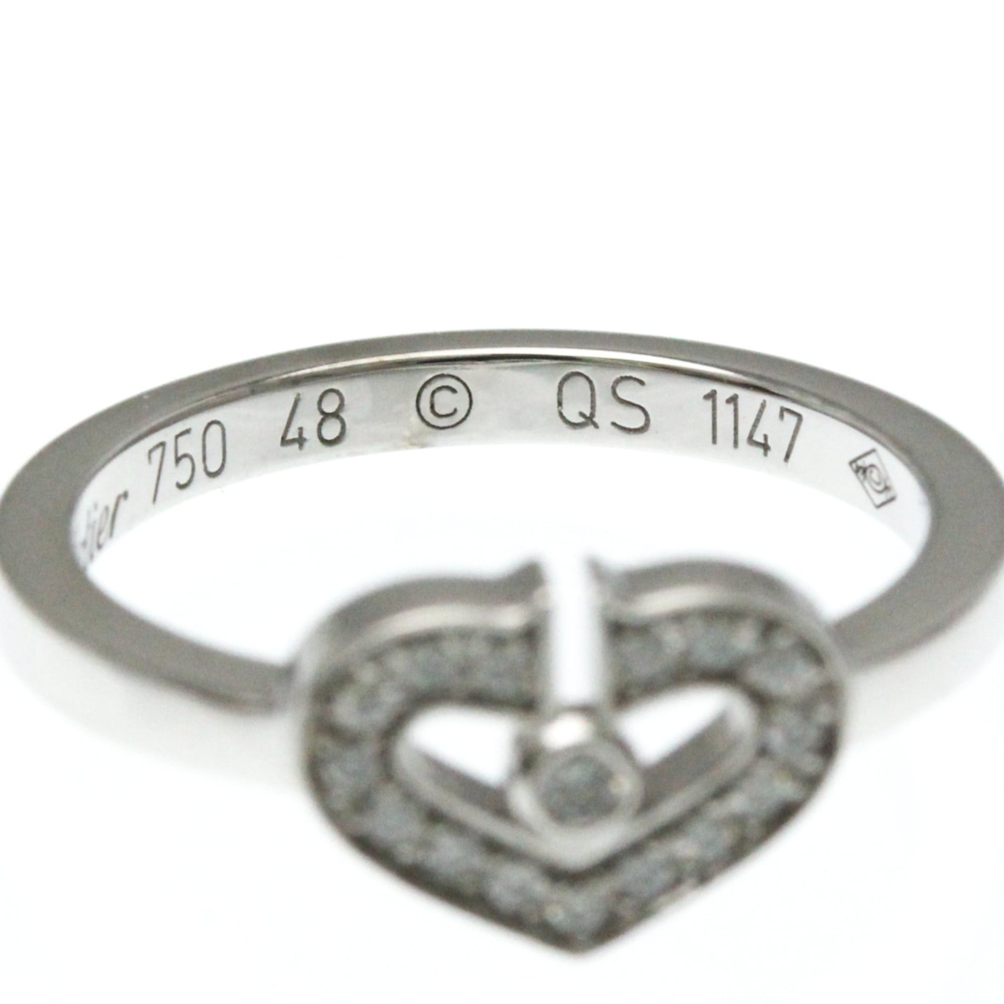 Cartier Cartier C Heart Ring White Gold (18K) Fashion Diamond Band Ring Silver Size ONE SIZE - 6 Thumbnail