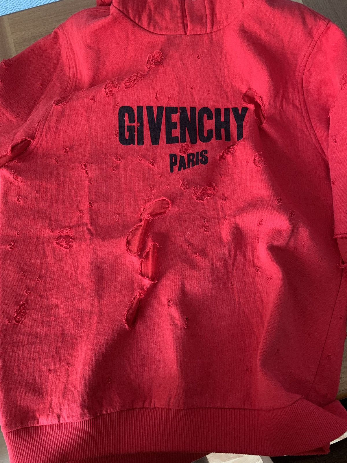 Givenchy Givenchy Red destroyed hoodie Grailed