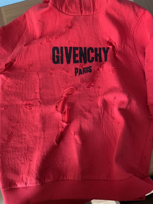 Givenchy paris destroyed hoodie on sale red