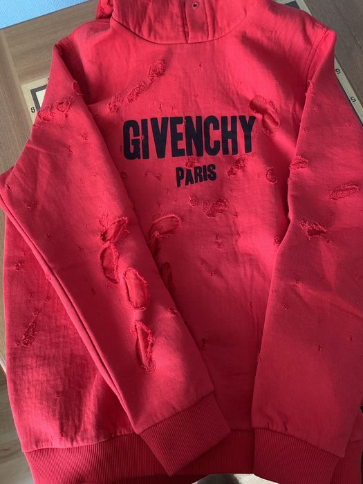 Givenchy paris destroyed hoodie clearance red