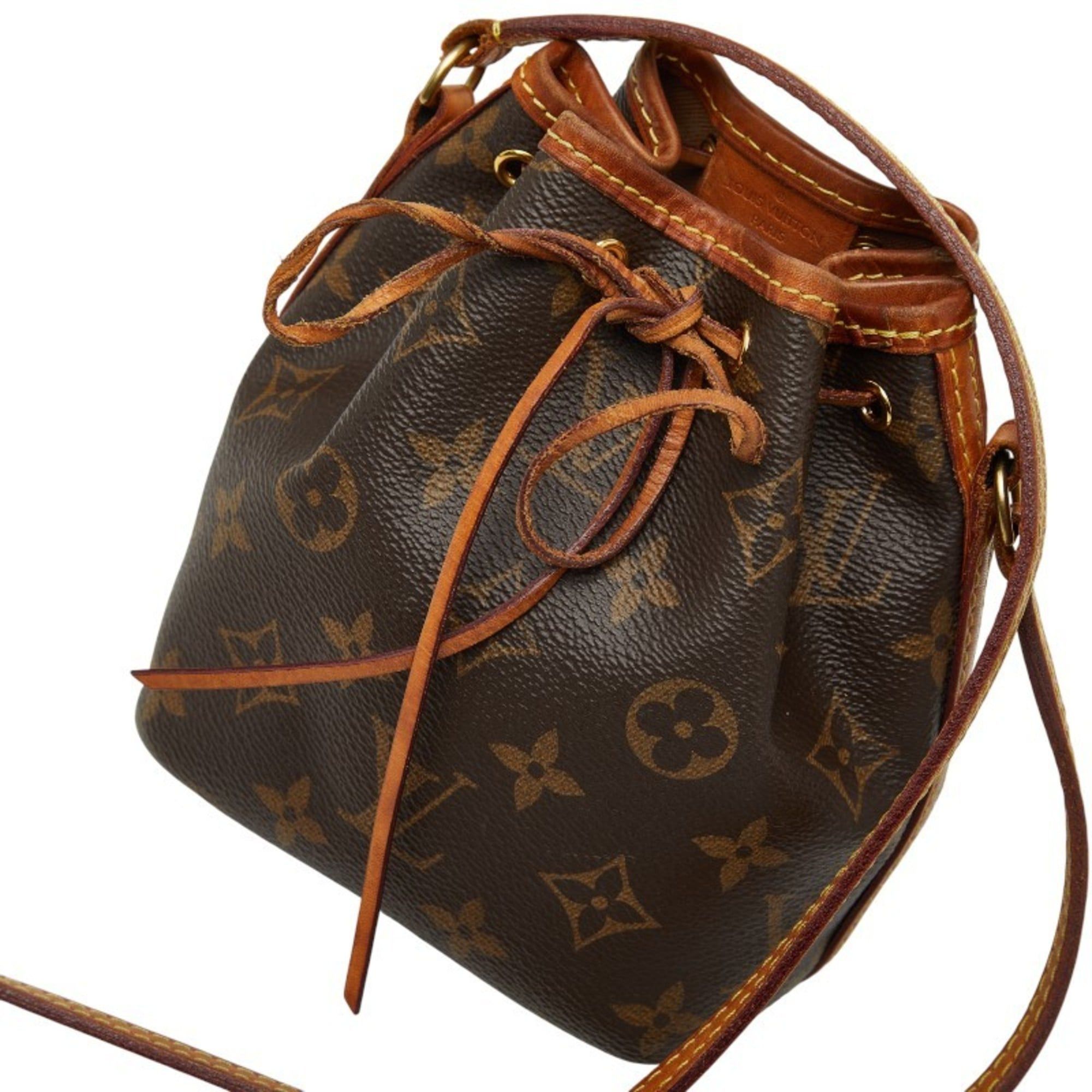 Louis Vuitton Louis Vuitton Monogram Nano Noe Crossbody Mini Shoulder Bag with Drawstring, M41346, Brown Leather, Women's, LOUIS VUITTON Size ONE SIZE - 9 Thumbnail