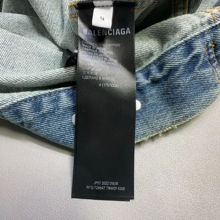 Balenciaga Balenciaga Blue Long Sleeve Denim Jacket Size US M / EU 48-50 / 2 - 2 Thumbnail