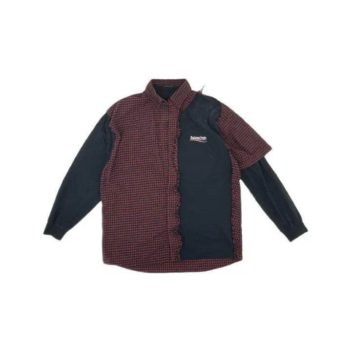 Balenciaga Contrast Check Long Sleeve Shirt