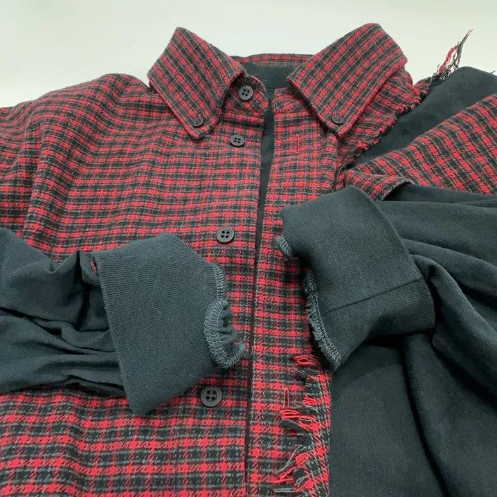Balenciaga Contrast Check Long Sleeve Shirt