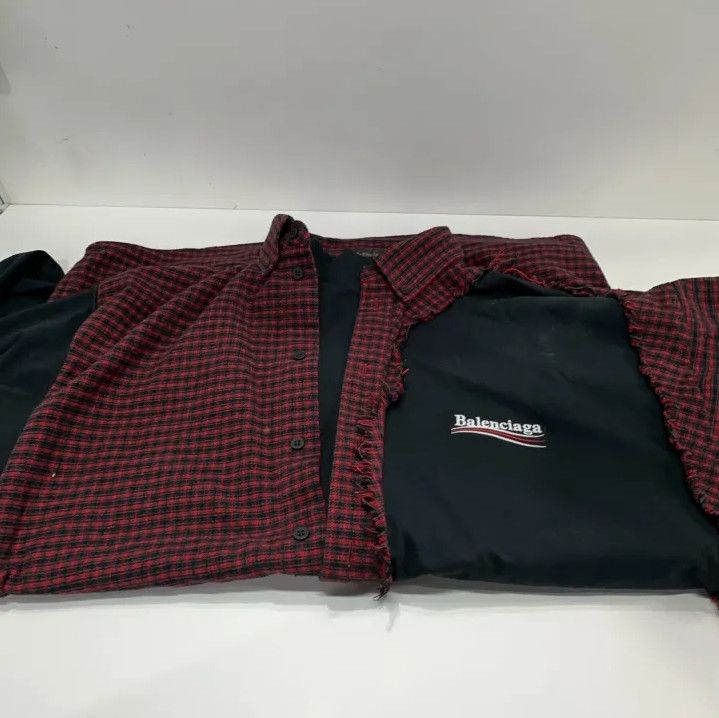 Balenciaga Contrast Check Long Sleeve Shirt