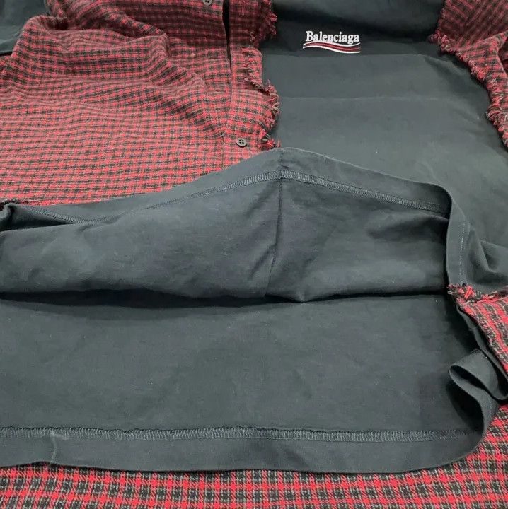 Balenciaga Contrast Check Long Sleeve Shirt