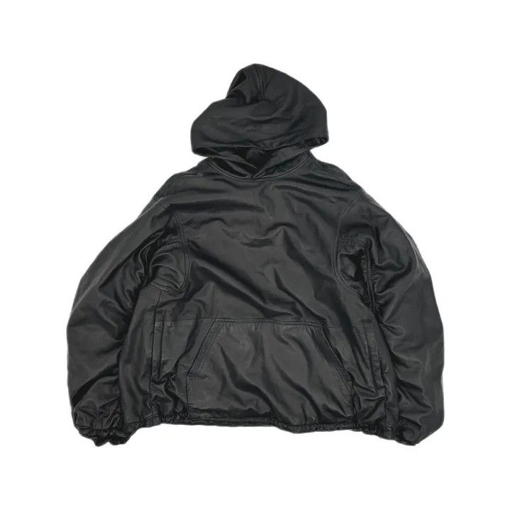 Balenciaga Balenciaga Black Hooded Leather Sweatshirt Size US M / EU 48-50 / 2 - 2 Thumbnail