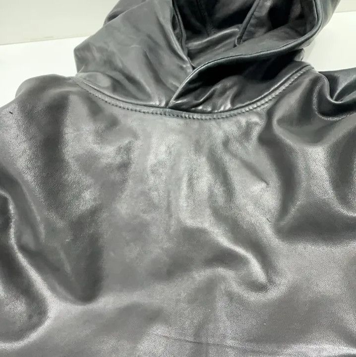 Balenciaga Balenciaga Black Hooded Leather Sweatshirt Size US M / EU 48-50 / 2 - 6 Thumbnail