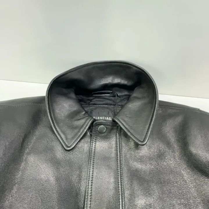 Balenciaga Balenciaga Black Oversized Leather Jacket Size US S / EU 44-46 / 1 - 9 Thumbnail
