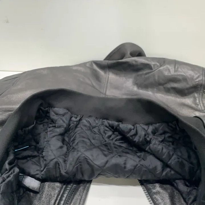 Balenciaga Black Logo Leather Bomber Jacket