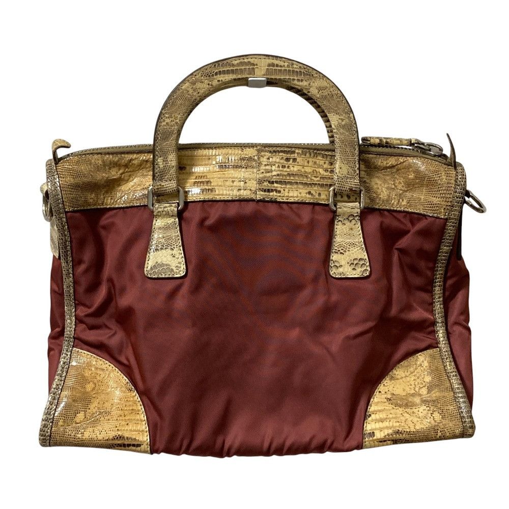 Prada Prada Prada Python Leather Nylon 2way Bag Leather Handbag DUTY FREE for USA Size ONE SIZE - 2 Thumbnail
