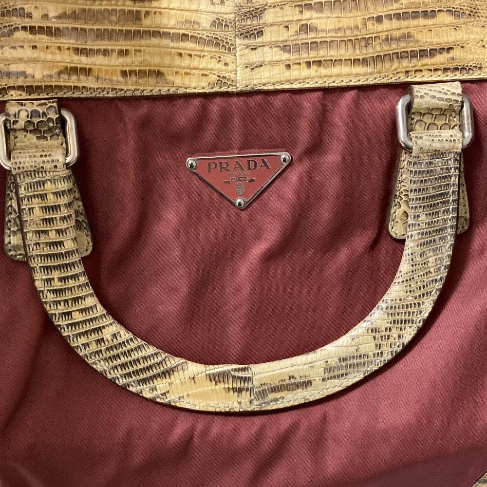 Prada Prada Prada Python Leather Nylon 2way Bag Leather Handbag DUTY FREE for USA Size ONE SIZE - 8 Thumbnail