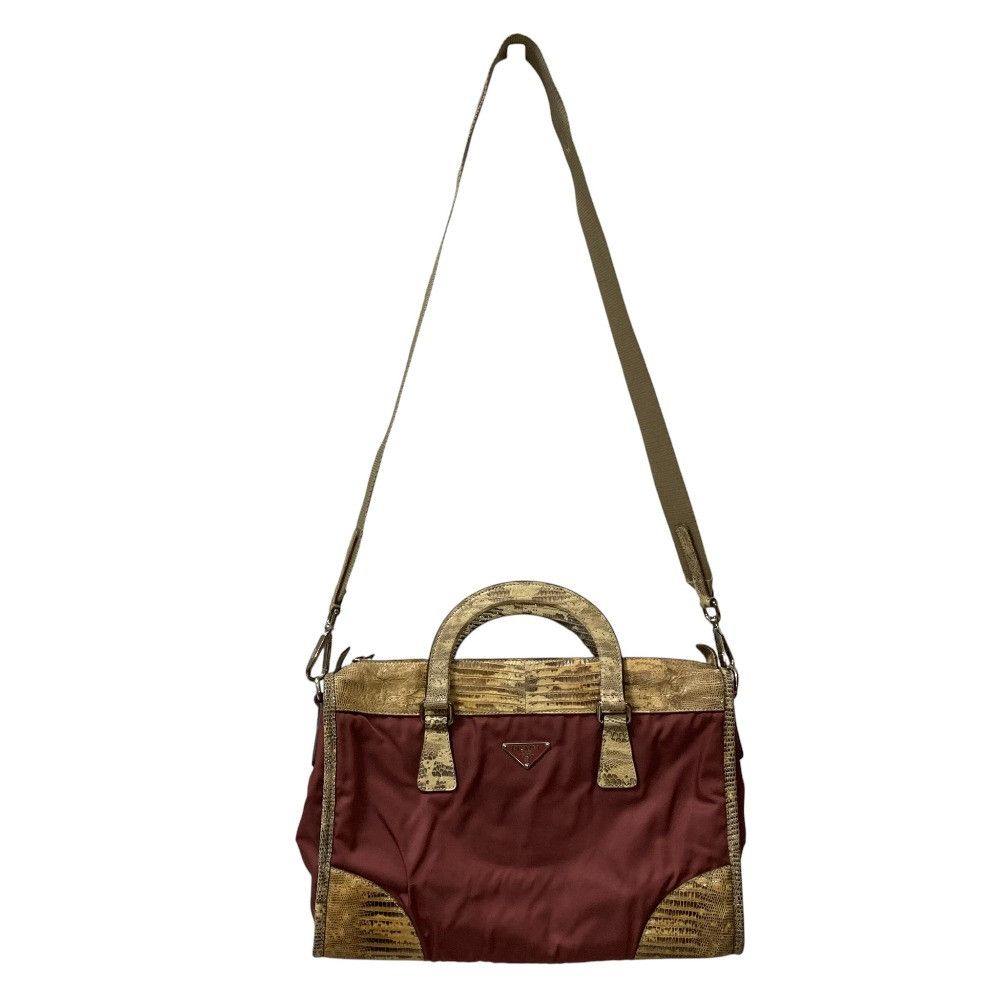 Prada Prada Prada Python Leather Nylon 2way Bag Leather Handbag DUTY FREE for USA Size ONE SIZE - 10 Thumbnail