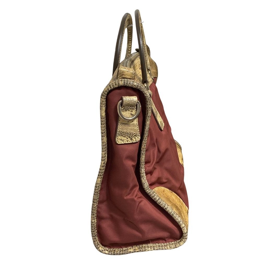 Prada Prada Prada Python Leather Nylon 2way Bag Leather Handbag DUTY FREE for USA Size ONE SIZE - 6 Thumbnail