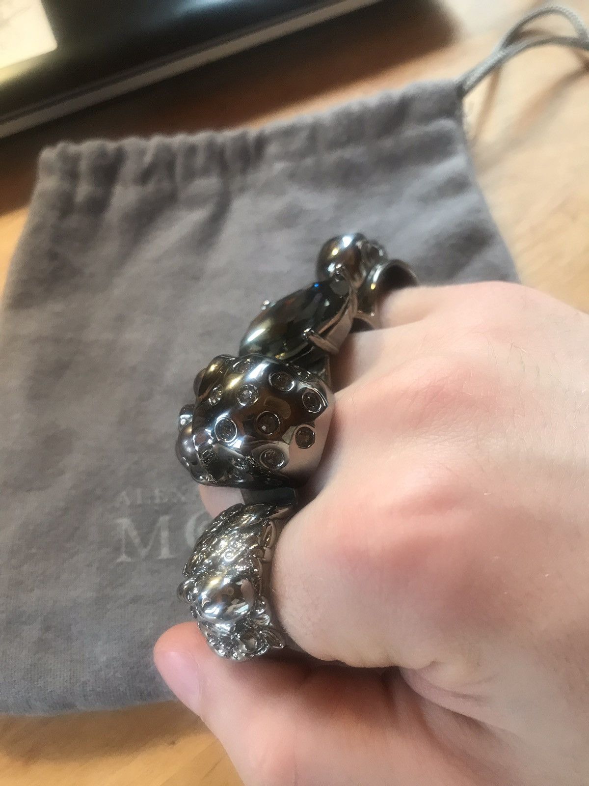 Alexander McQueen 環 男性 金屬 灰色/Hematite IT19 Alexander McQueen 🧨RARE🧨 Mcqueen knuckle duster ring | Grailed