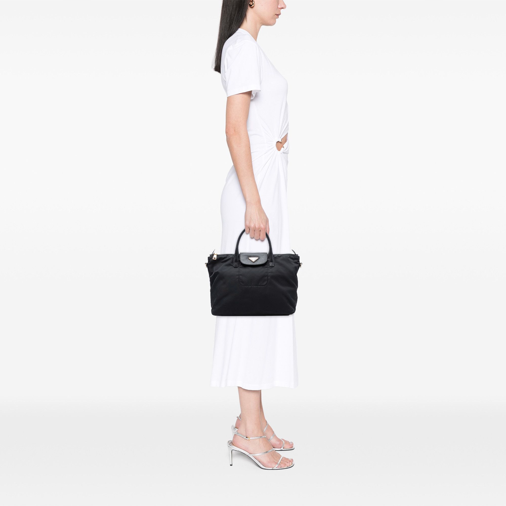 Prada Saffiano Trimmed Tessuto Satchel
