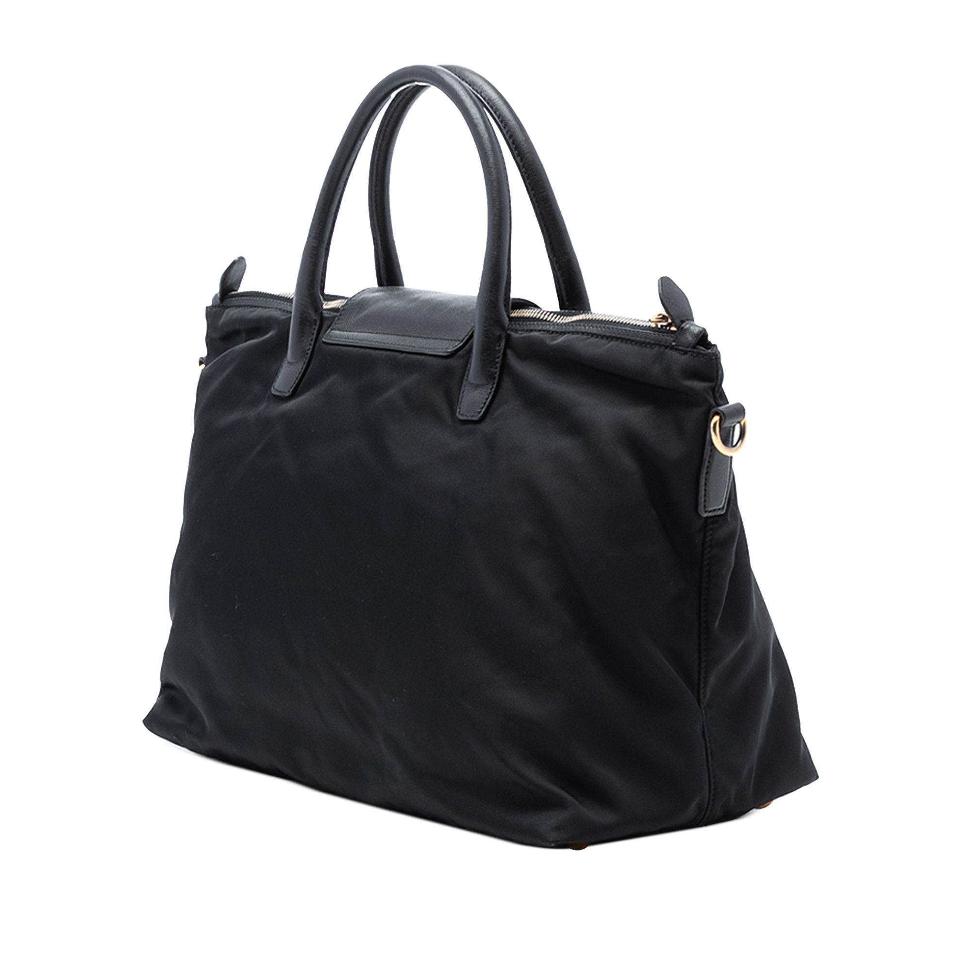 Prada Saffiano Trimmed Tessuto Satchel
